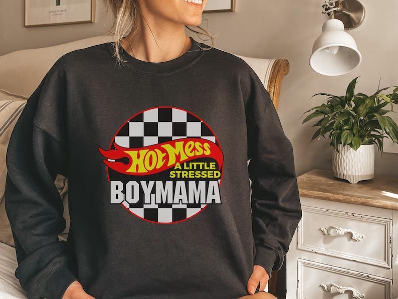 Hot Mess boy Mama Shirt, Mommy & Me Matching sweatshirt, Boy Mom Shirt, Hot Mess Never stress ,Boy Mom, Baby Boy, Funny Matching Outfits Sweatshirt, Hoodie, Comfort Colors