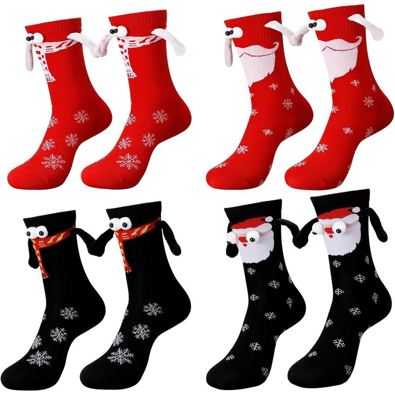 4 Pairs Christmas Magnetic Holding Hands Socks,– Cute Couple Gift for Christmas & New Year Womenswear Women Comfort Bridal