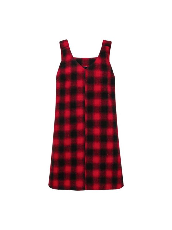 Women's Plaid Print V Neck Tank Dress without Inner Top, Casual Sleeveless Short Dress for Daily Wear, Ladies Clothes for All Seasons