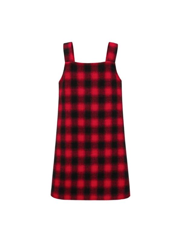 Women's Plaid Print V Neck Tank Dress without Inner Top, Casual Sleeveless Short Dress for Daily Wear, Ladies Clothes for All Seasons