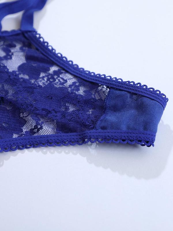 Women's Floral Embroidery Bow Decor Thong, Soft Comfy Breathable Sheer Panty for Daily Wear, Women's Underwear for All Seasons