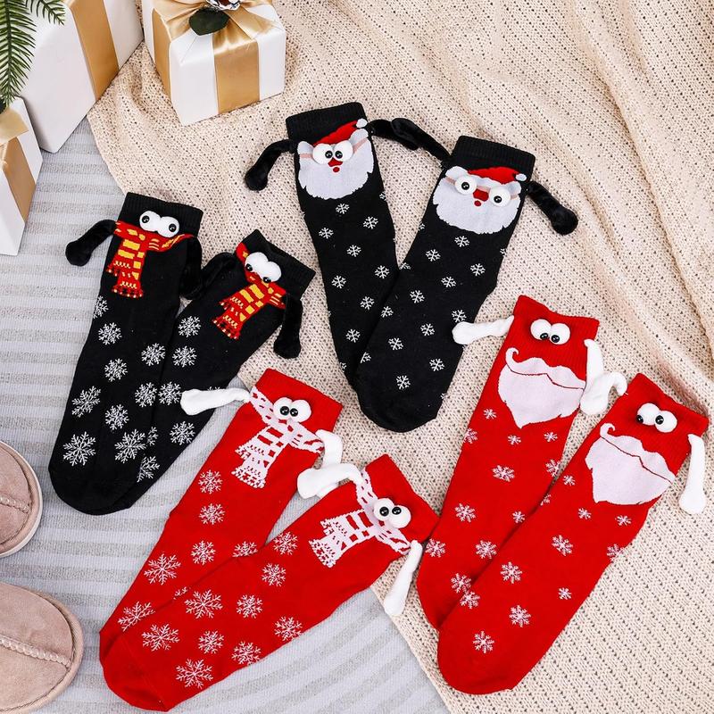 4 Pairs Christmas Magnetic Holding Hands Socks,– Cute Couple Gift for Christmas & New Year Womenswear Women Comfort Bridal