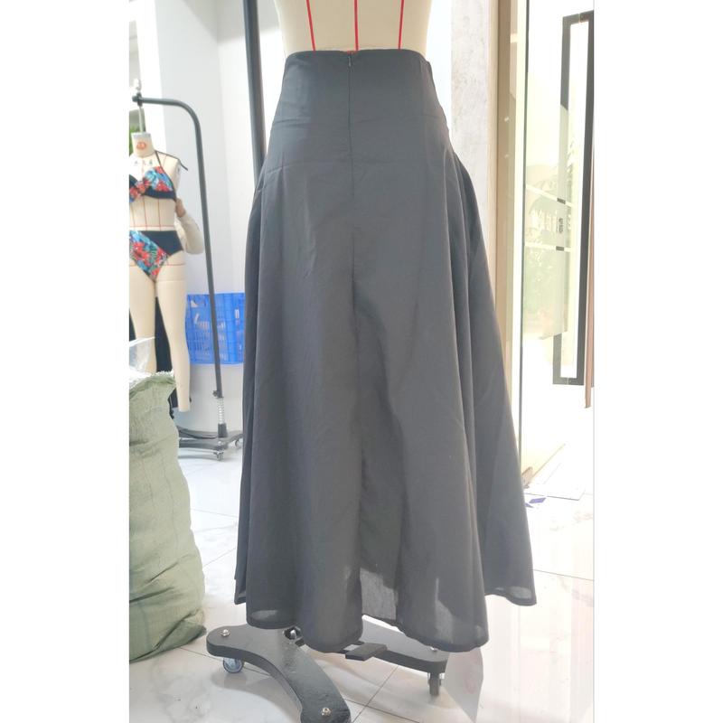 Women' s High Waist Skirt A Line Pleated Skirt Belted Ankle Length Skirt with Pockets