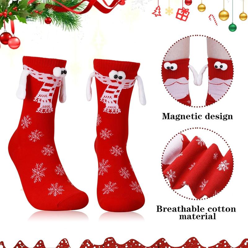 4 Pairs Christmas Magnetic Holding Hands Socks,– Cute Couple Gift for Christmas & New Year Womenswear Women Comfort Bridal