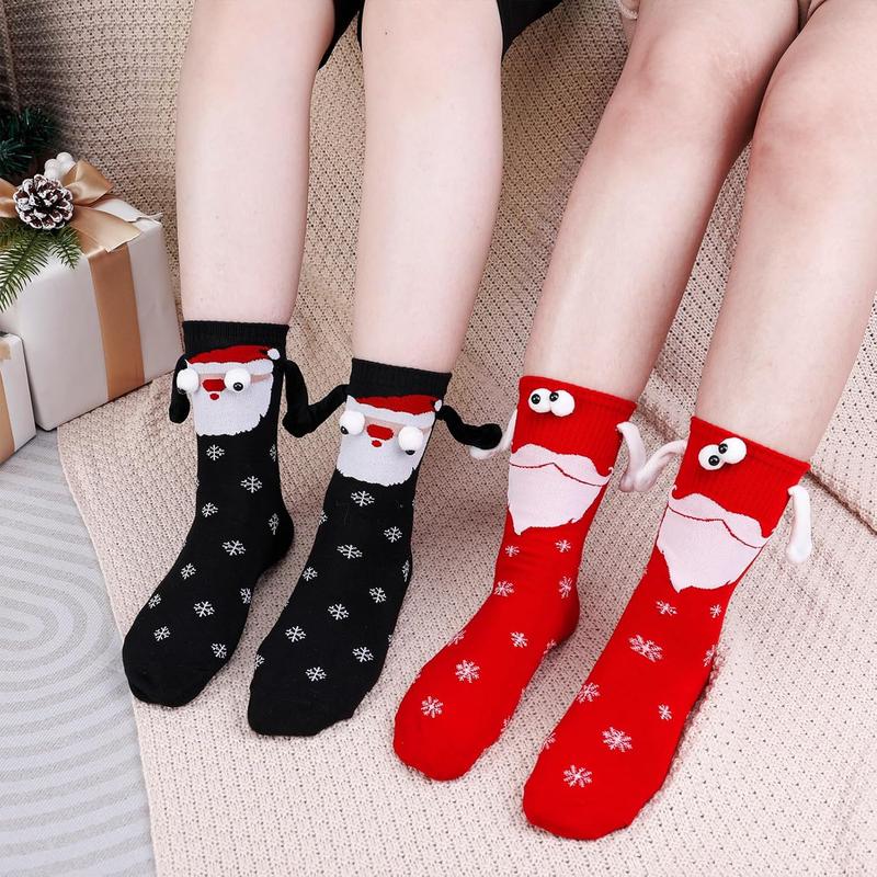 4 Pairs Christmas Magnetic Holding Hands Socks,– Cute Couple Gift for Christmas & New Year Womenswear Women Comfort Bridal