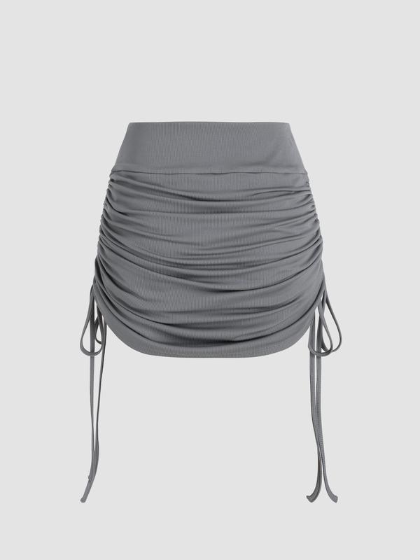 [5 colors, US size 0-10] Ruched Drawstring Mini Skort