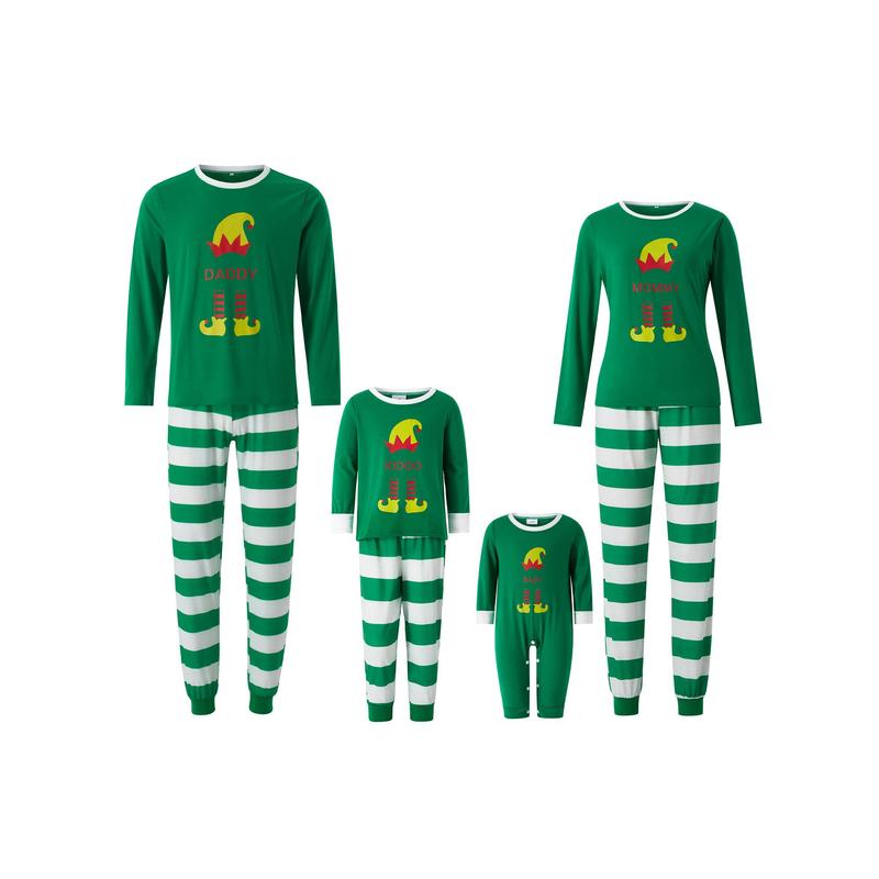 Matching Family Christmas Pajamas Set, Green Xmas Sleepwear Outfit for Couples Children Baby