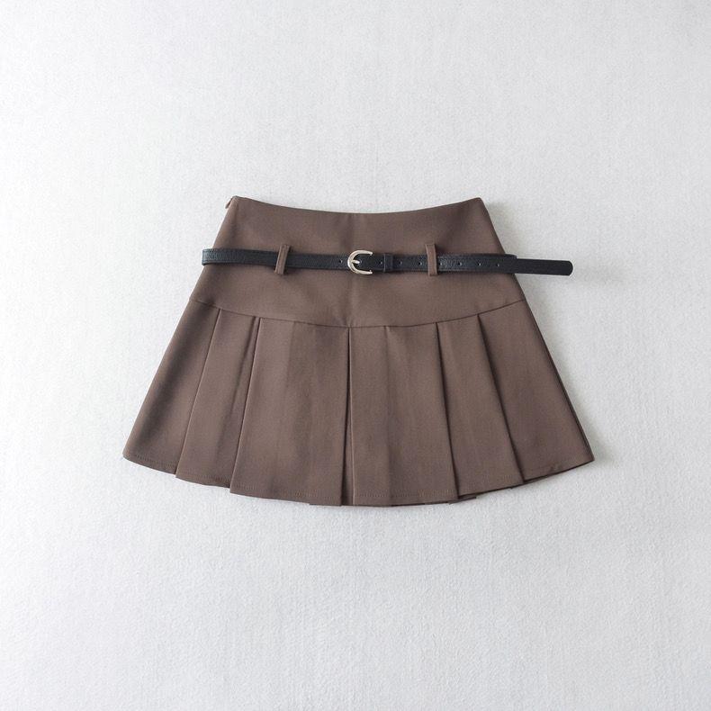 Fashion Graceful Gray Pleated Skirt Skirt Women's New Small High Waist Slimming A- line Skirt High-End Fashion Womenswear Bottom