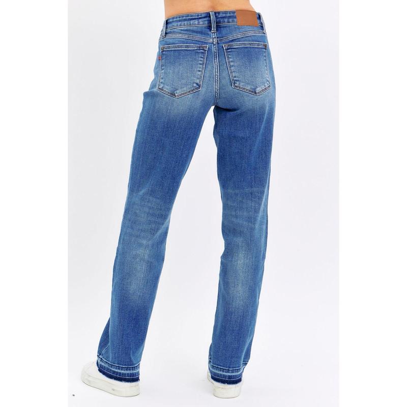 JUDY BLUE MID RISE RELEASE HEM DAD JEANS