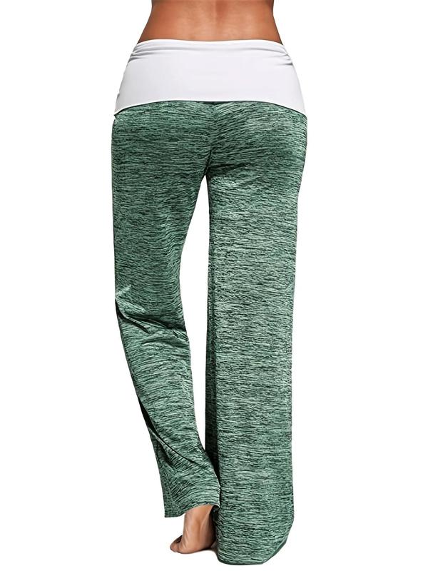 Women's Patchwork Drawstring Waist Wide Leg Pants, Casual Comfy Trousers for Yoga Gym Workout, Ladies Bottoms for All Seasons