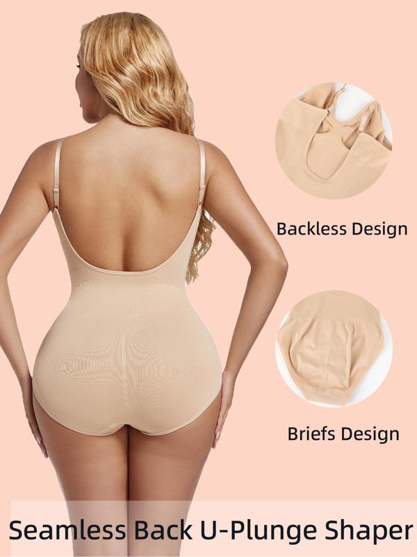 Women's Backless Shapewear Bodysuit, High Stretch Seamless Tummy Control Shaper, Tummy Tuck Corset Bodysuit for Daily Wear, Ladies Shapewear for All Seasons, Bodysuits for Women, Tummy Control Bodysuit