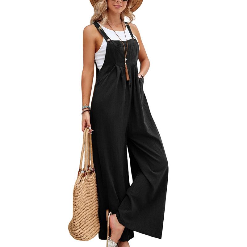 Women's Clothes Hot-Selling Solid Color Casual Suspender Trousers