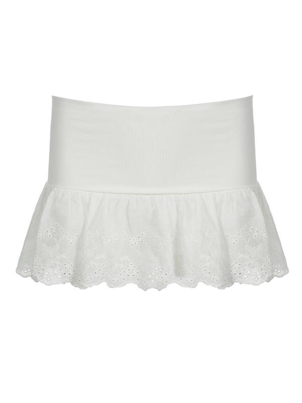 Women's Plain Eyelet Embroidery High Waist Skirt, Casual A Line Mini Skirt for Summer, Fashion Women's Skirt for Daily Wear