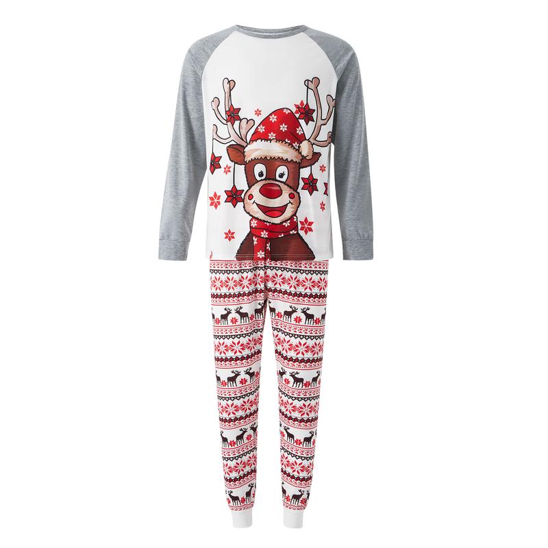 Family Christmas Pajamas Matching Sets Elk Print Tops Pants for Adults Kids Holiday Xmas Jammies Loungewear