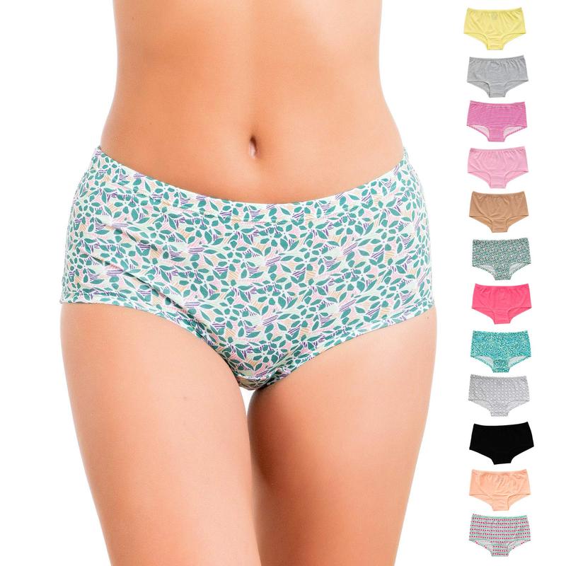 Alyce Intimates 12 Pack High Waisted Cotton Boyshort