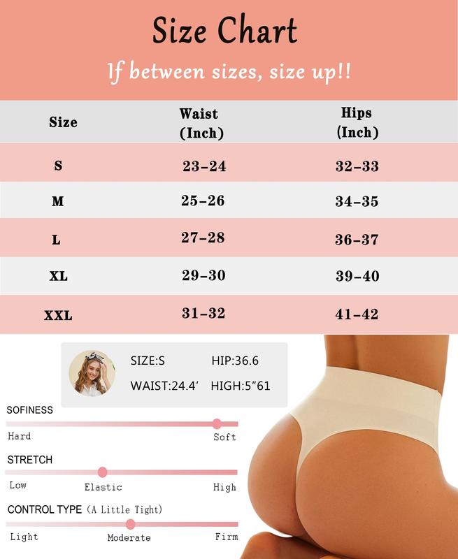 FINETOO High Waisted Thongs for Women Seamless Underwear for Women No Show Sexy Breathable Panties for Laides 6 Pack Stretchy Womenswear