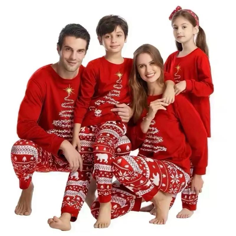 Christmas Family Matching Sleeping for Women and Children - Womenswear, Clothing Fabric Breathable Christmas Wife