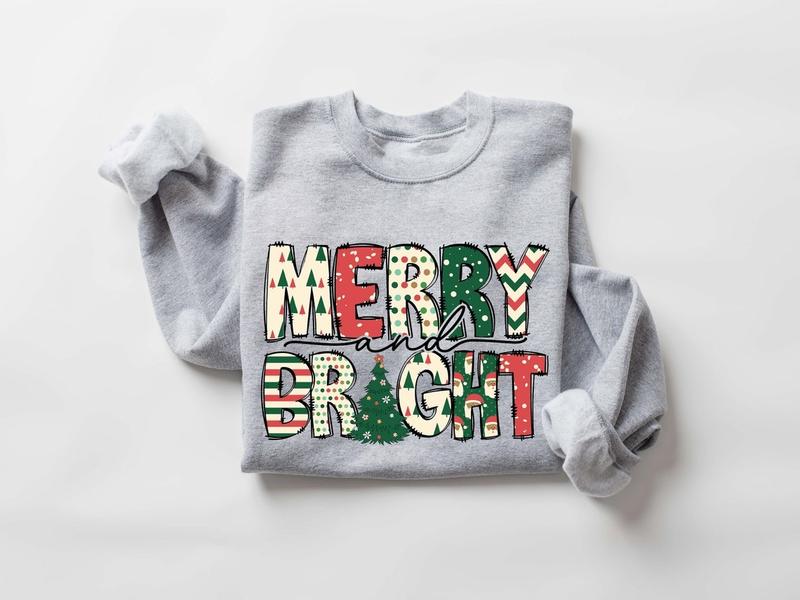 Merry and Bright Shirt, Christmas Sweatshirt, Family Christmas Tee, Christmas Sweatshirts for Women, Merry Christmas Sweatshirt