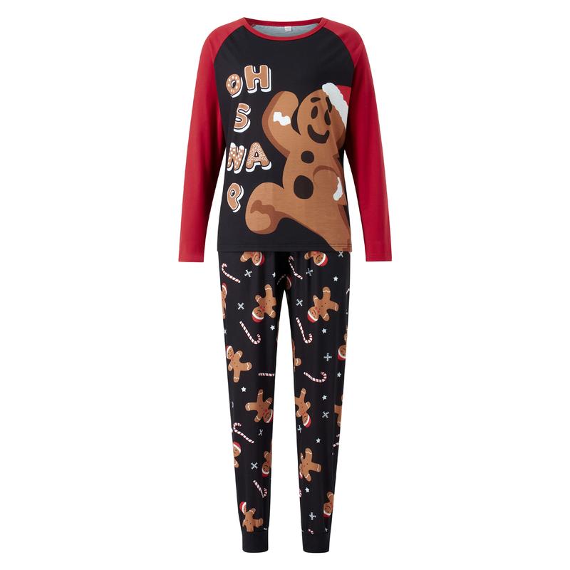 Christmas Family Pajamas Matching Sets Gingerbread Man Long Sleeve Tops with Pants Set Christmas Outfits Sleepwear