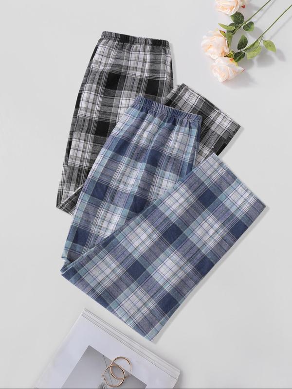 Women's Plaid Print Lounge Pants, Casual Comfy Trousers for Fall & Winter, Women's Sleepwear for Indoor Wear