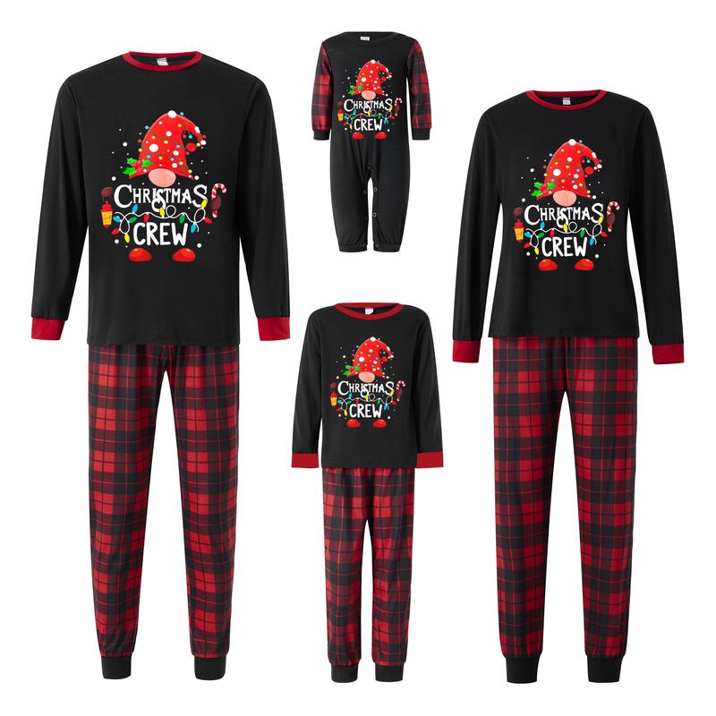 Matching Christmas Pajamas For Family, Long Sleeve Letter Print Tops Pants Christmas Pajamas Suit