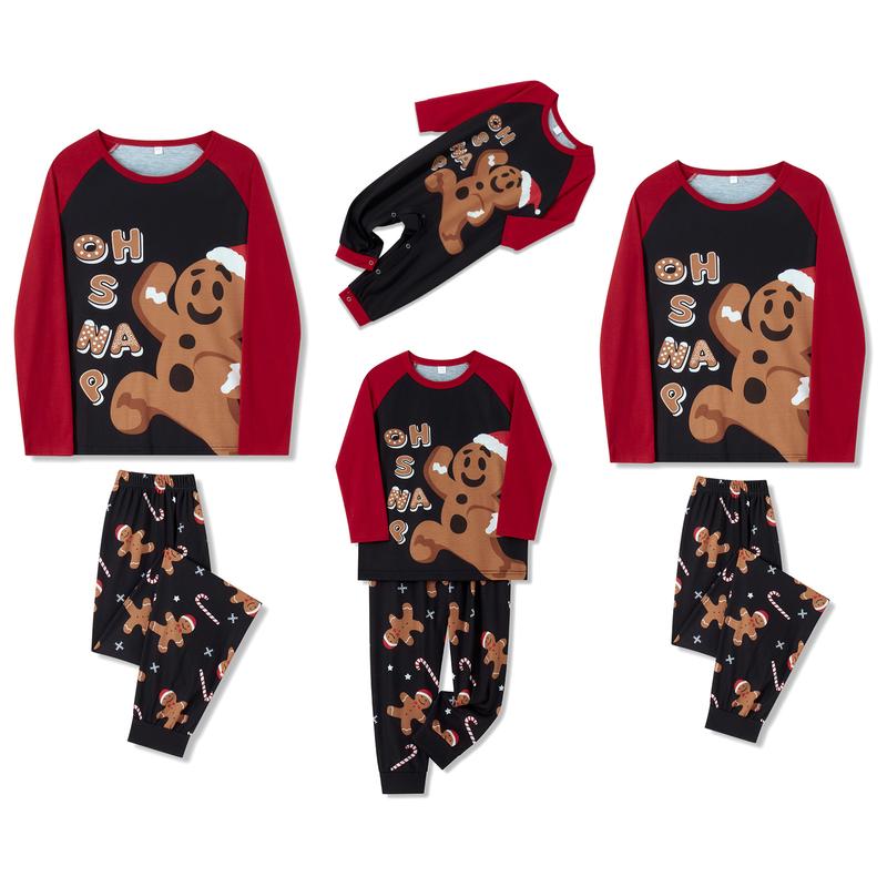 Christmas Family Pajamas Matching Sets Gingerbread Man Long Sleeve Tops with Pants Set Christmas Outfits Sleepwear