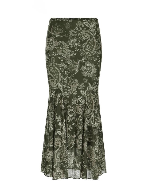 Women's Paisley Print High Waist Mermaid Skirt, Vintage Elegant Long Tulle Skirt for Party Holiday Wedding Guest, Ladies Bottoms for All Seasons, Going Out Outfits 2024