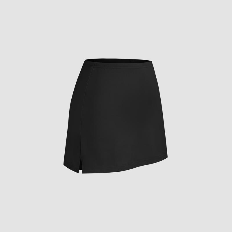 Cider [3 colors, size 2-10] Mid Rise Split Solid Mini Skirt