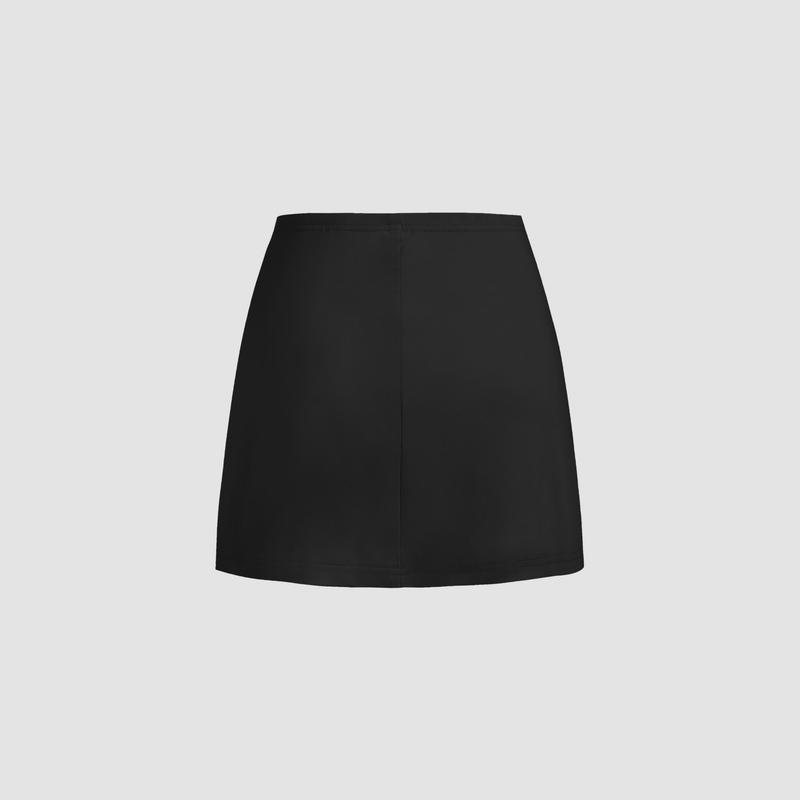 Cider [3 colors, size 2-10] Mid Rise Split Solid Mini Skirt