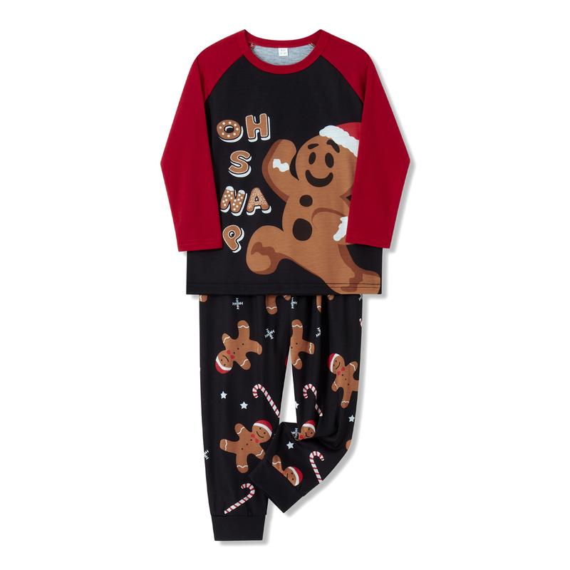 Christmas Family Pajamas Matching Sets Gingerbread Man Long Sleeve Tops with Pants Set Christmas Outfits Sleepwear