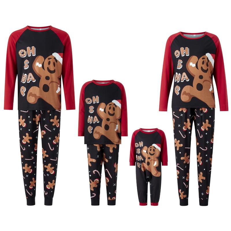 Christmas Family Pajamas Matching Sets Gingerbread Man Long Sleeve Tops with Pants Set Christmas Outfits Sleepwear