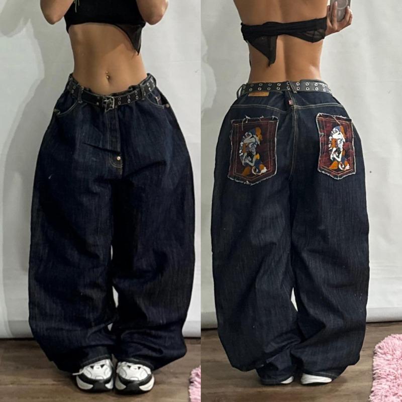 Streetwear New Fashion Oversized Print Baggy Jeans Y2K Harajuku Hip-hop Vintage Pop Gothic High Waist Wide-leg Pants Trousers