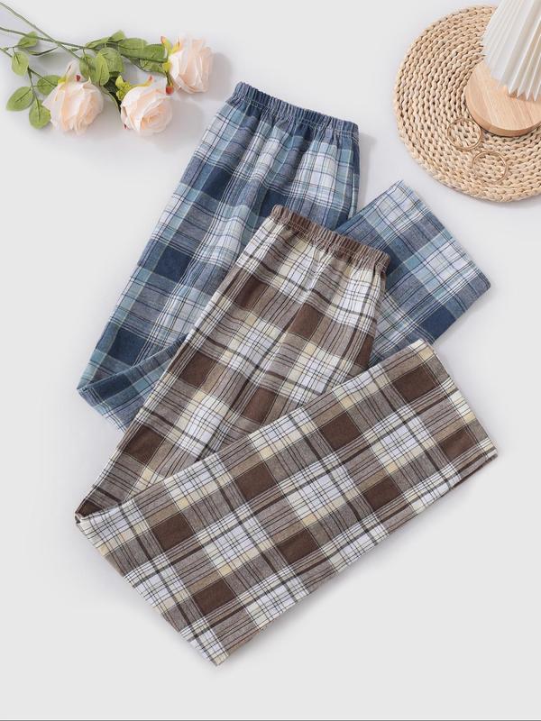 Women's Plaid Print Lounge Pants, Casual Comfy Trousers for Fall & Winter, Women's Sleepwear for Indoor Wear