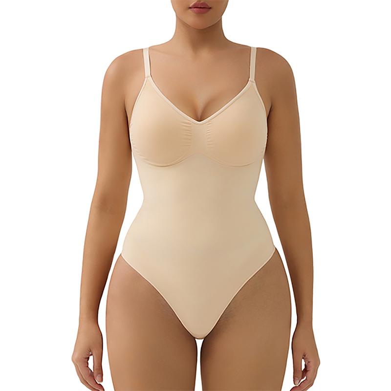 SHAPERX Tummy Control Thong Bodysuit Built in bra Shapewear for Women with Removable Pads Womenswear Underwear