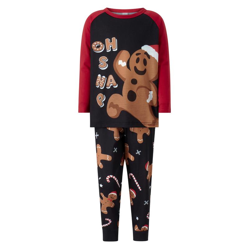 Christmas Family Pajamas Matching Sets Gingerbread Man Long Sleeve Tops with Pants Set Christmas Outfits Sleepwear