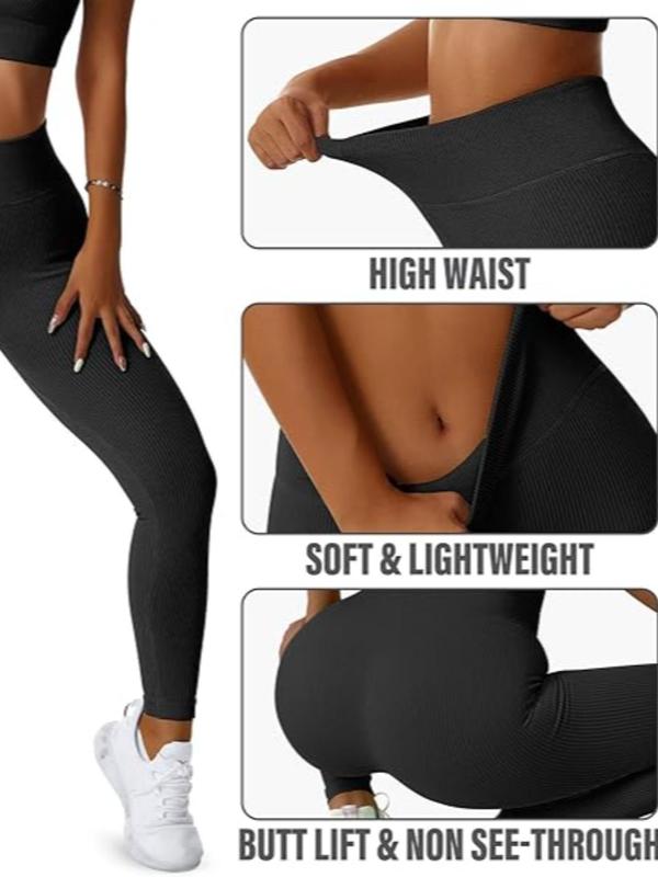 Women's Solid High Waist Leggings, Casual Comfy Skinny Pants for Daily Wear, Workout Set, Ladies Bottoms for All Seasons, Summer Outfits 2024