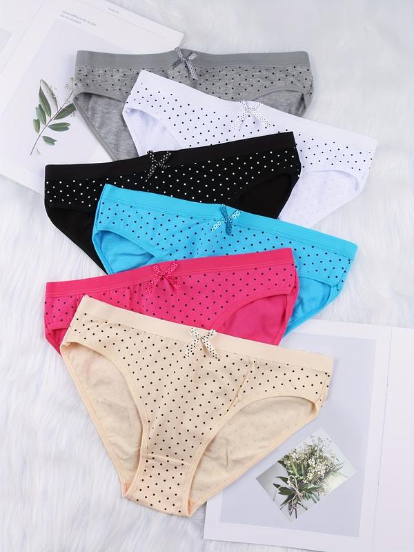 6 Pack Colorful Cotton Panties, Assorted Colors Soft & Stretchy Bikini Briefs, Women's Lingerie & Underwear