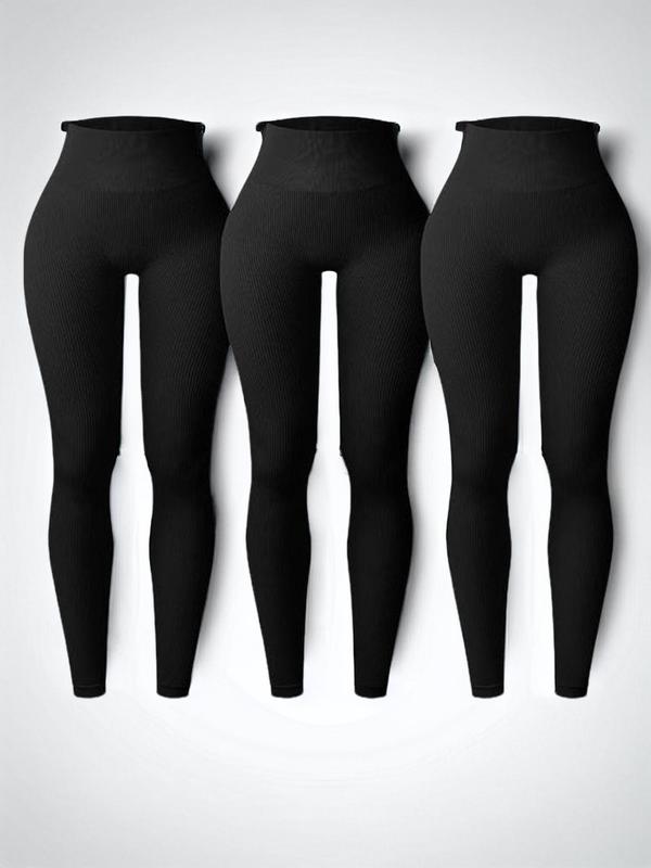 Women's Solid High Waist Leggings, Casual Comfy Skinny Pants for Daily Wear, Workout Set, Ladies Bottoms for All Seasons, Summer Outfits 2024