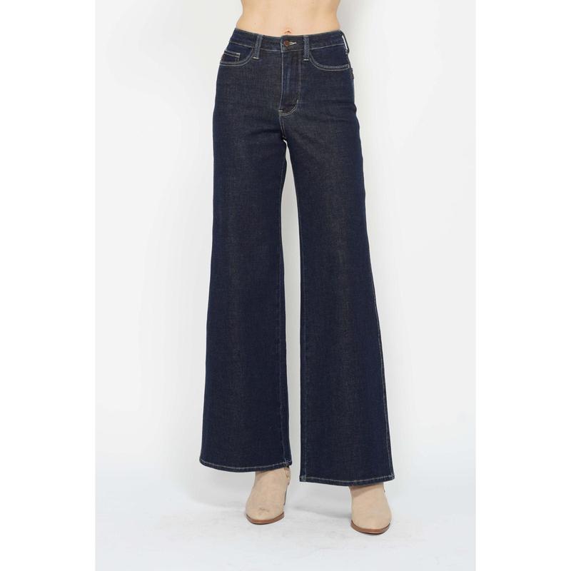 Judy Blue High Waist Tummy Control Retro Wide Leg Crop Denim 88849 Bottom Jean