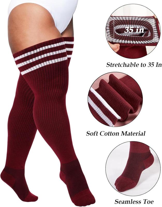 Plus Size Thigh High Socks for Women Thick Thighs Cotton Knit Extra Long Over the  Leg Warmer