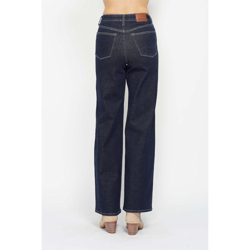 Judy Blue High Waist Tummy Control Retro Wide Leg Crop Denim 88849 Bottom Jean