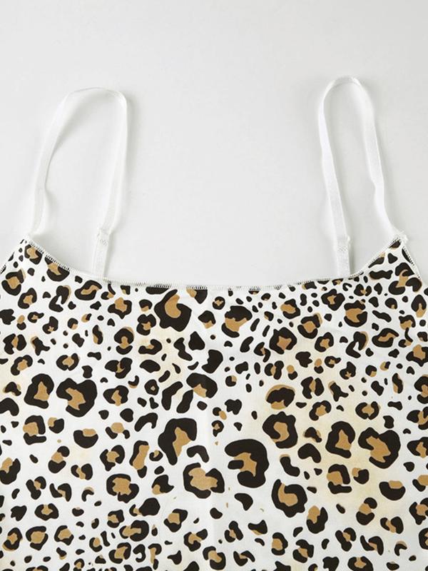 Women's Leopard Print Cami Top, Casual Sleeveless Spaghetti Strap Top for Summer, Fashion Women's Top for Daily Wear