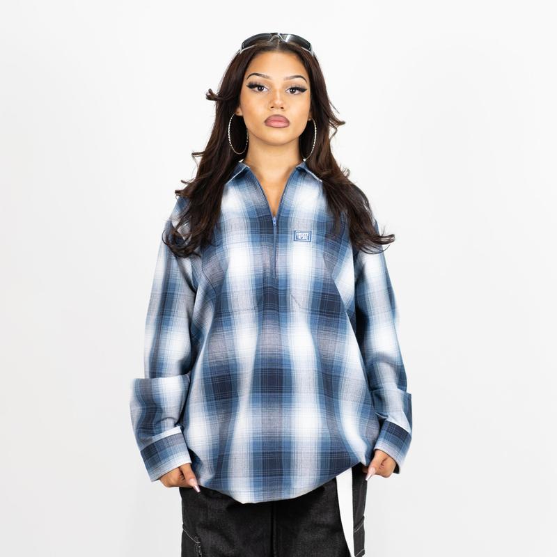 FB County Long Sleeve Checker Zip Shirt