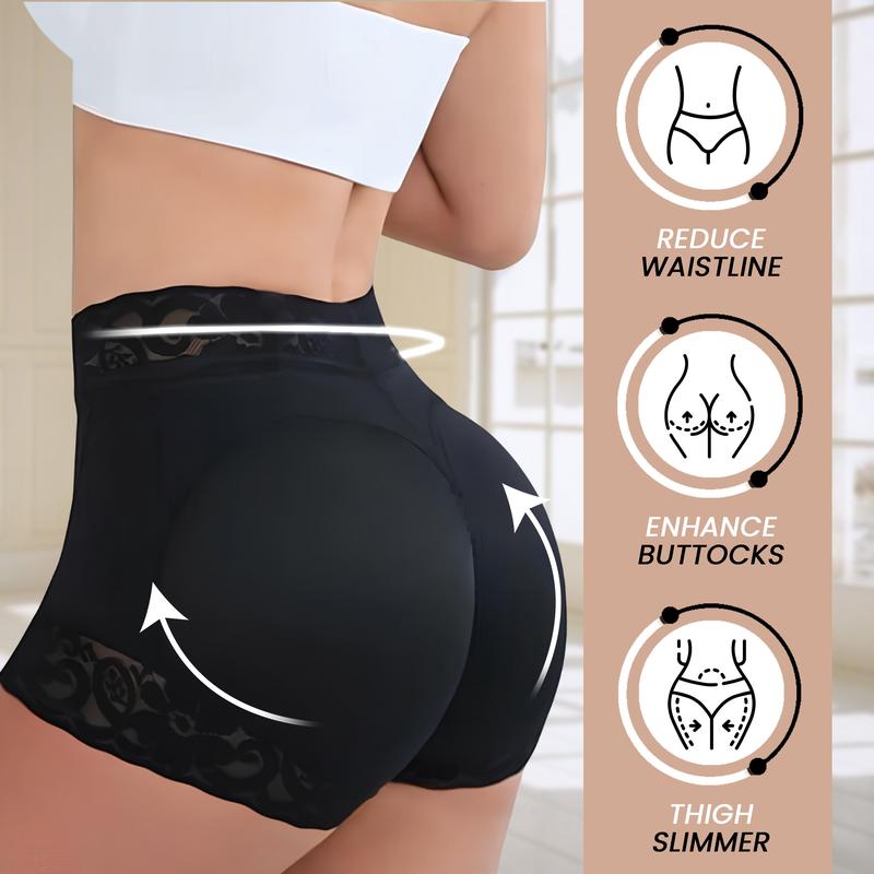 Soo Slick Shaper Panty for Women – Women's High-Compression Shaping Panty with Lace Design, Butt Lifting Effect, and Anti-Slip Silicone. Available in Black, Sizes S-3XL. Breathable Nylon