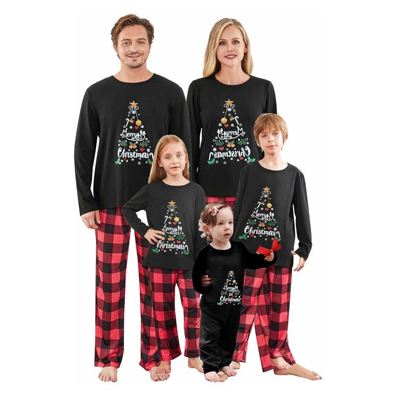 Calsunbaby Christmas Pajamas for Family Christmas Pjs Matching Sets Christmas Tree Christma Pajama Family Xmas Sleepwear Set