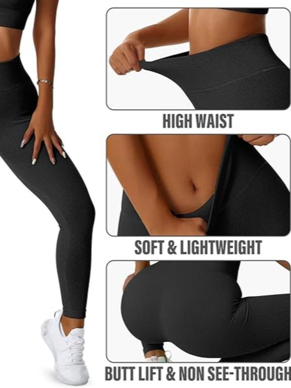 Women's Solid High Waist Leggings, Casual Comfy Skinny Pants for Daily Wear, Workout Set, Ladies Bottoms for All Seasons, Summer Outfits 2024