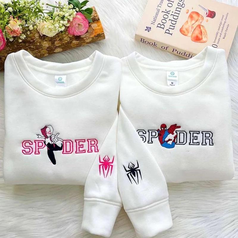 Spiderrman and Gwenn Embroidered Sweatshirt, Marveel Couple Matching Shirt, Spiderrman Gwenn Stacy Shirt, Gift For Him Her, Couple Outfit