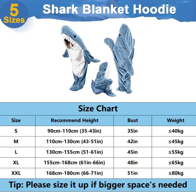 Wearable Shark Blanket Hoodie Onesie Sleeping Bag Soft Cozy Halloween Costume For Family Loungewear Pajama Comfort Overalls Womenswear Clothing