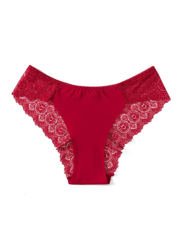 Women's Contrast Lace Semi-sheer Panty, Soft Comfy Breathable Knicker for Daily Wear, Underwear for All Seasons