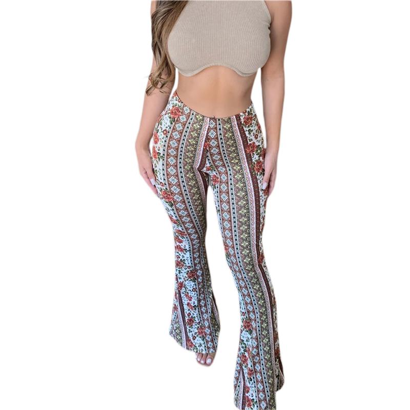 Women Boho Flare Pants High Waisted Stretch Bell Bottom Yoga Pants Hippie Flared Leggings 70s Wide Leg Long Palazzo Pants